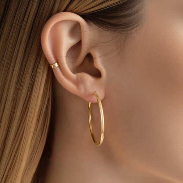 Classic Large Gold-Plated Hoops – Lightweight & Stylish - Image 3